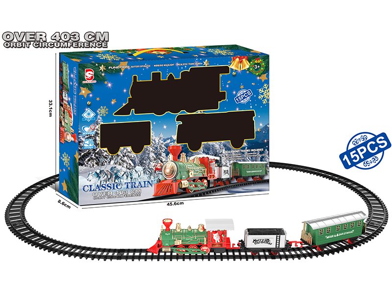 B/O Christmas Train Track With Light And Music 15pcs