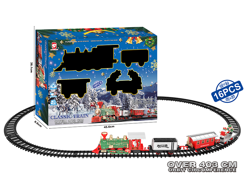 B/O Christmas Train Track With Light And Music 16pcs