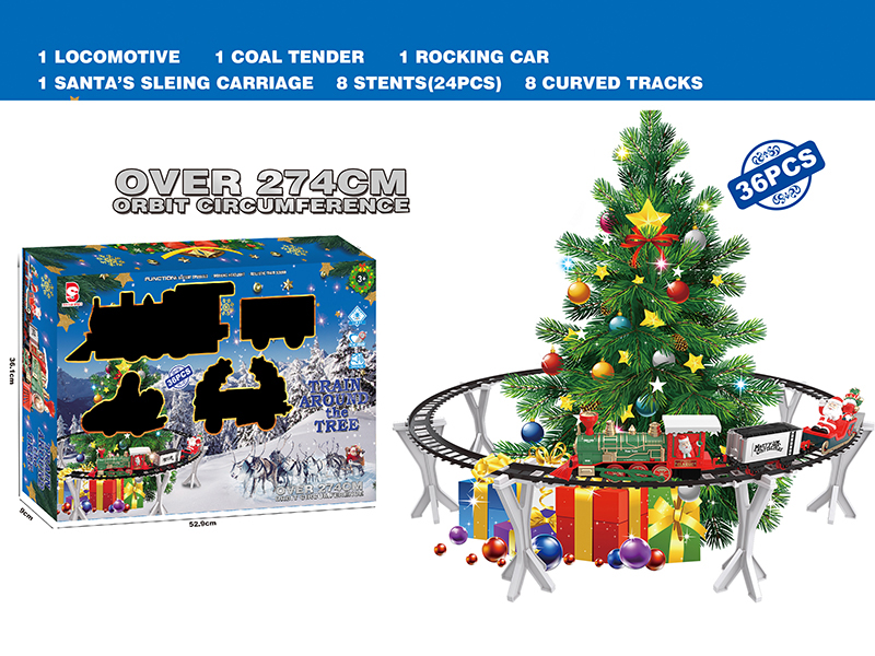 B/O ChristmasTree Train Track With Light And Music 36pcs