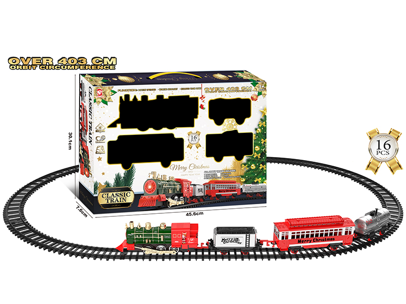 B/O Christmas Train Track With Light And Music 16pcs