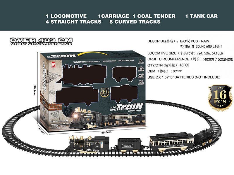 B/O Train Track With Light And Music 16pcs