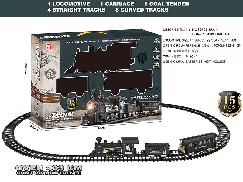 B/O Train Track With Light And Music 15pcs