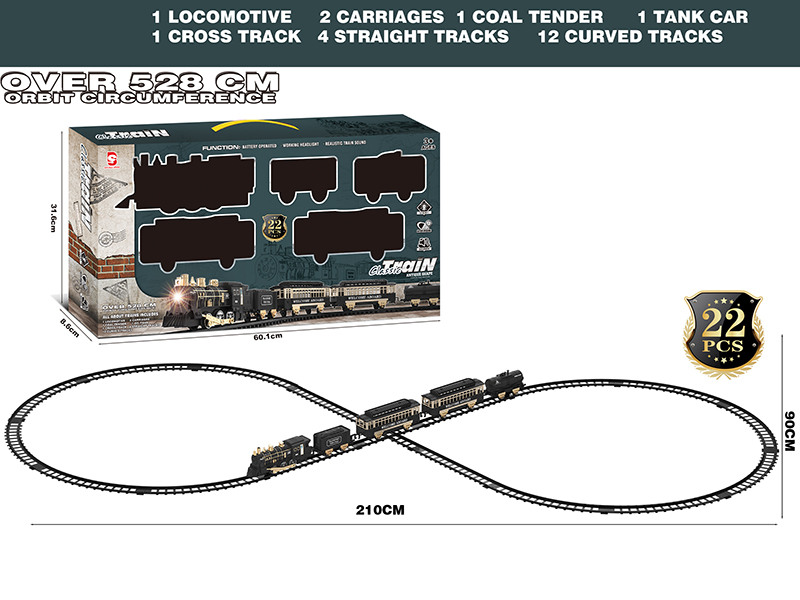 B/O Train Track With Light And Music 22pcs