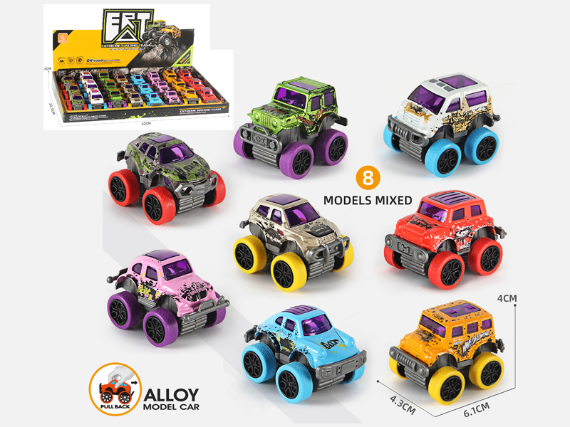 24PCS Alloy Pull Back Graffiti Cart