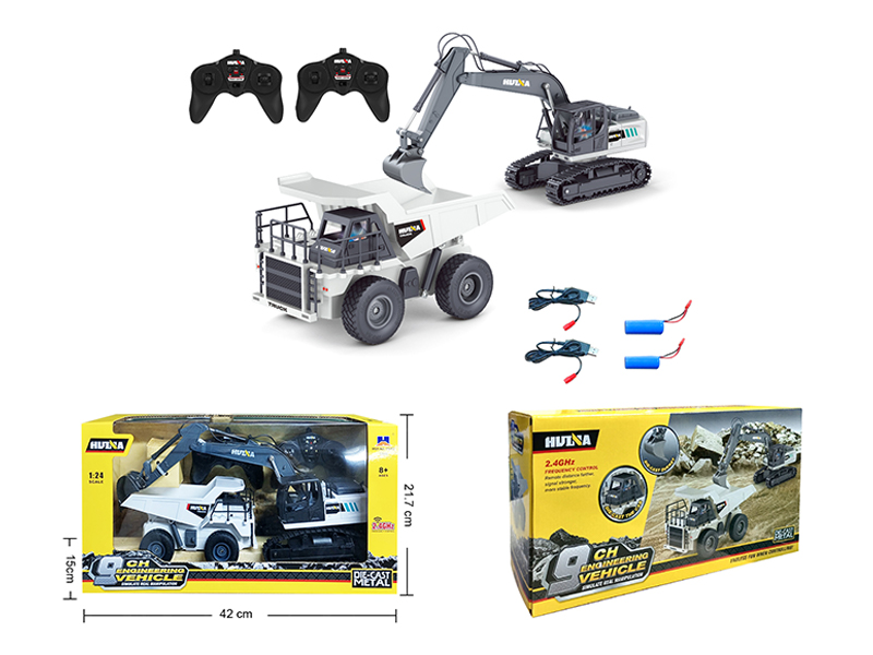 1:24 9Ch R/C Semi-Alloy Excavator+Dump Truck Set