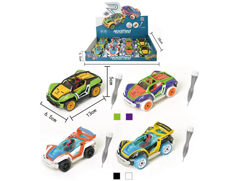 8PCS Alloy Diy Assembly Pull Back Car