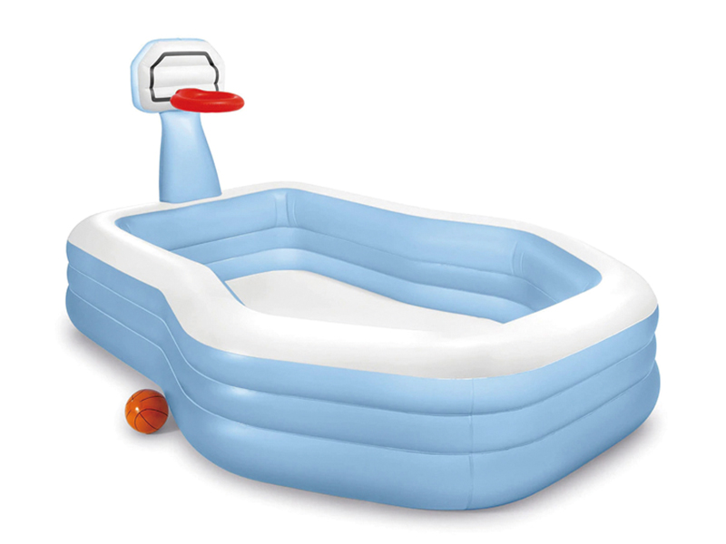 Inflatable Rectangular Swimming Pool With Basketball