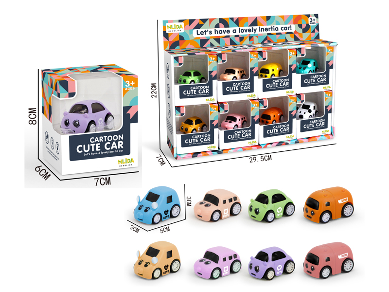 8Pcs Cartoon High-Speed Friction Car
