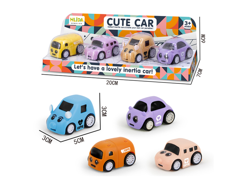 4Pcs Cartoon High-Speed Friction Car