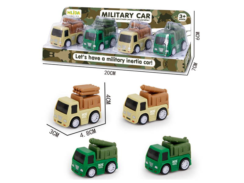 4Pcs Military High-Speed Friction Car