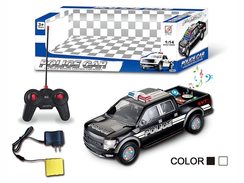 1:14 Ford Pickup 4-Channel Remote Control Police Car ,Wheel With Lights (Lights And Music,Included Battery)