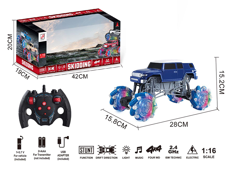 2.4G Remote Control Climbing Stunt Car With Lights And Music(Included Battery)