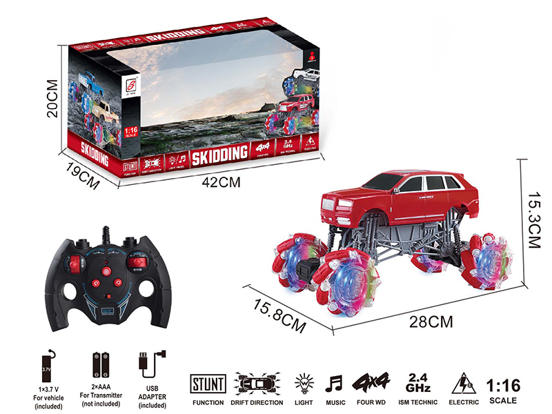 2.4G Remote Control Climbing Stunt Car With Lights And Music(Included Battery)