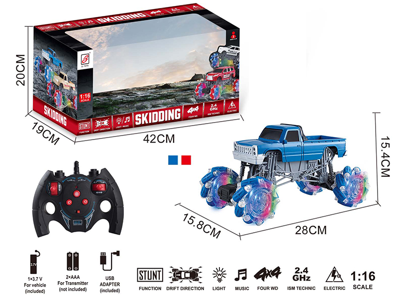 2.4G Remote Control Climbing Stunt Car With Lights And Music(Included Battery)