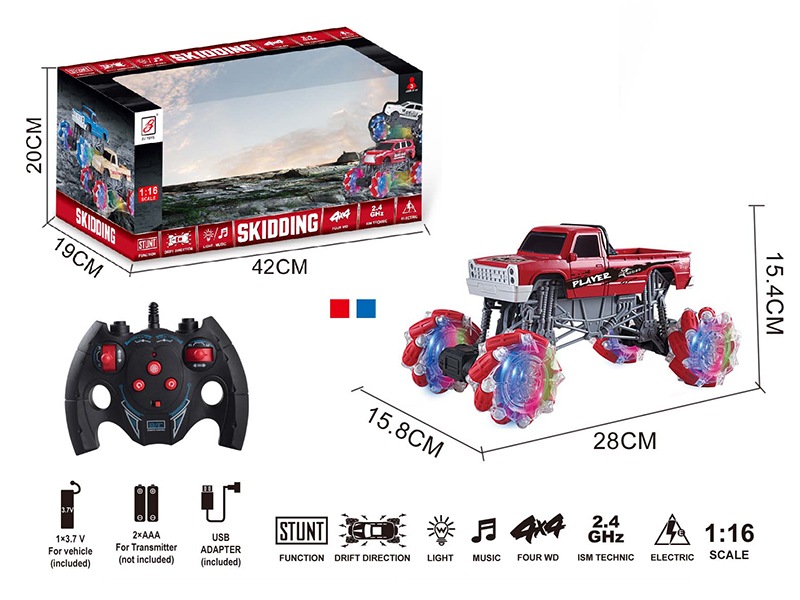 2.4G Remote Control Climbing Stunt Car With Lights And Music(Included Battery)