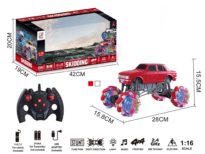 2.4G Remote Control Climbing Stunt Car With Lights And Music(Included Battery)