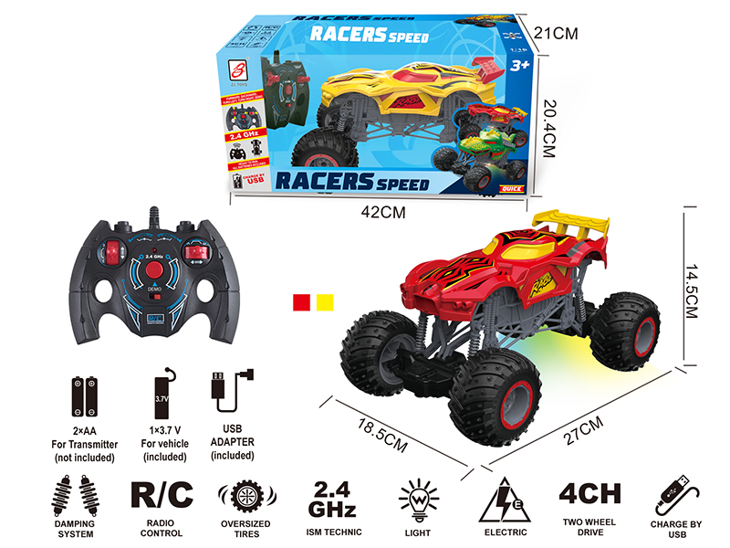 2.4G Remote Control Spider Bigfoot Cross Country Car With Light(Included Battery)
