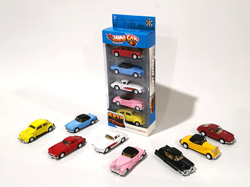 5PCS Alloy Pull Back Vintage Car Set