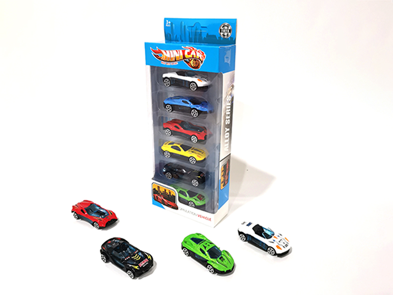 6PCS 1:64 Alloy Slide Racing Car Set