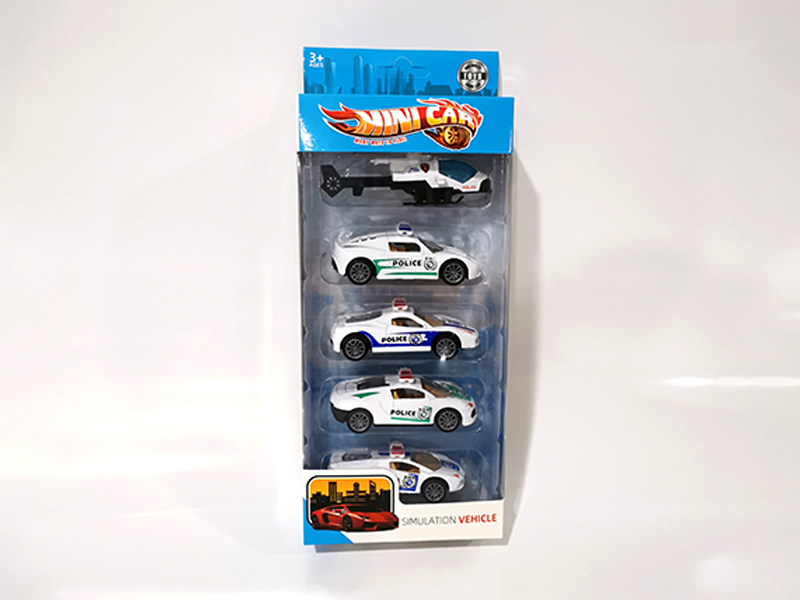 5PCS Alloy Pull Back Police Car/Aircraft Set