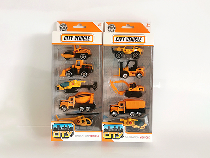 5PCS 1:64 Alloy Slide Engineering Vehicle/Aircraft Set