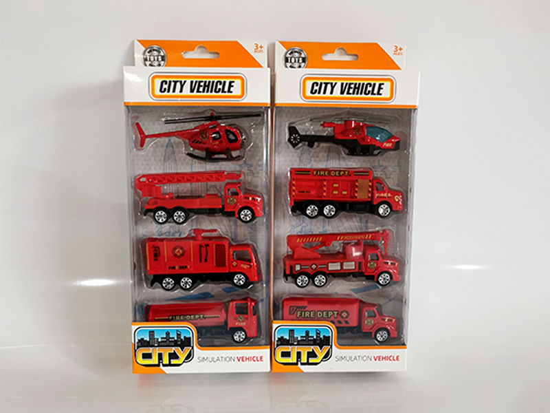 4PCS Alloy Fire Truck/Aircraft Set