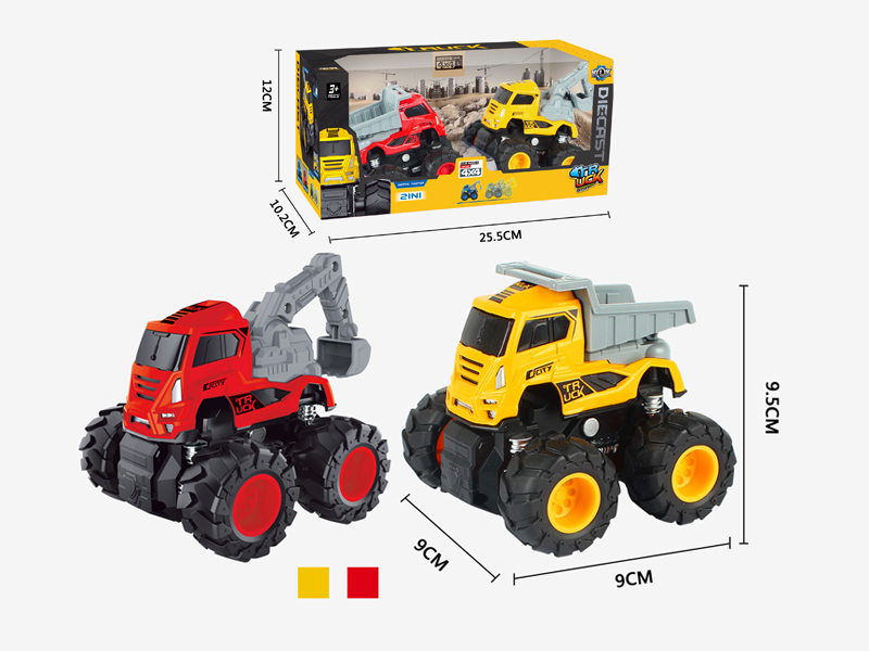 2PCS 4Wd Friction Alloy Engineering Vehicle