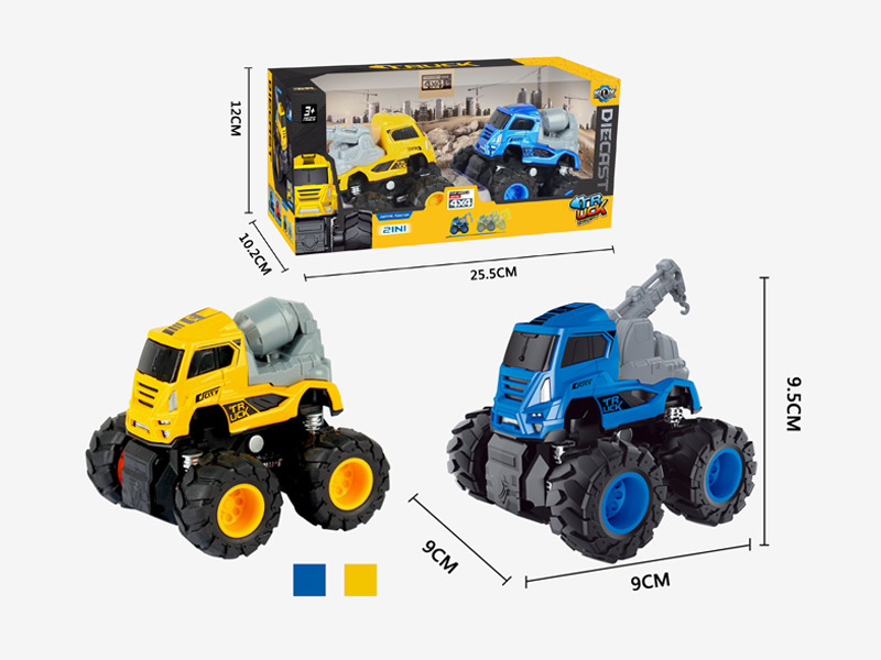 2PCS 4Wd Friction Alloy Engineering Vehicle