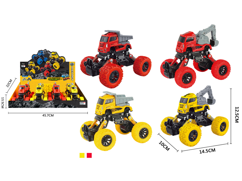 8PCS 4Wd Pull Back Alloy Alloy Climbing Engineering Vehicle