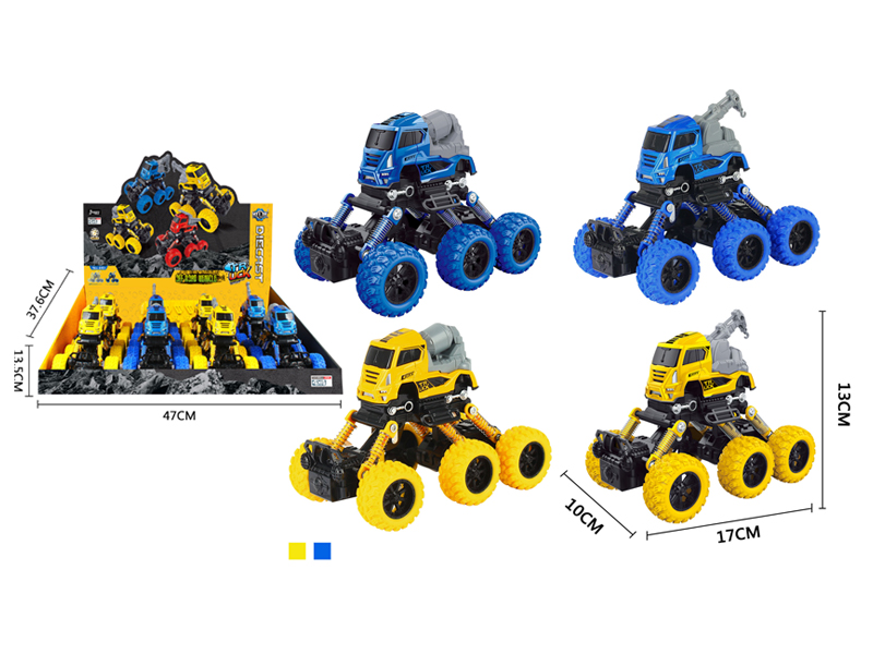 8PCS Six Wheeled 4Wd Pull Back Alloy Alloy Climbing Engineering Vehicle