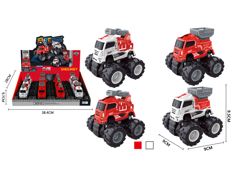 12PCS 4Wd Friction Alloy Fire Truck
