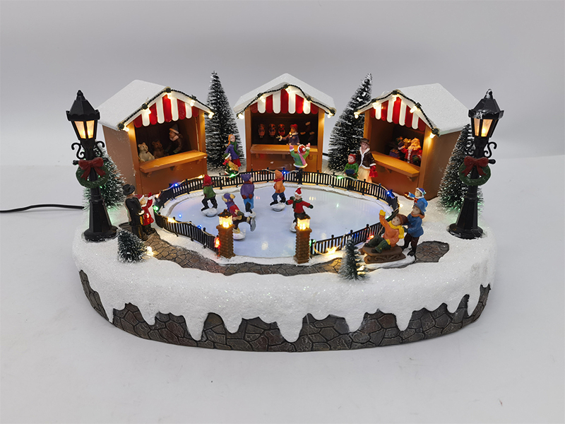 Christmas Skating Rink With Rotating Function &LED Lights