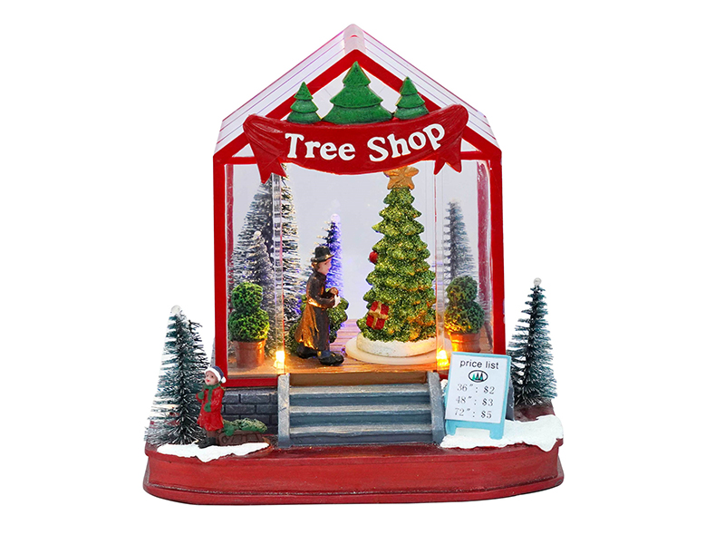 Christmas Tree Shop With LED Lights And Rotating Function