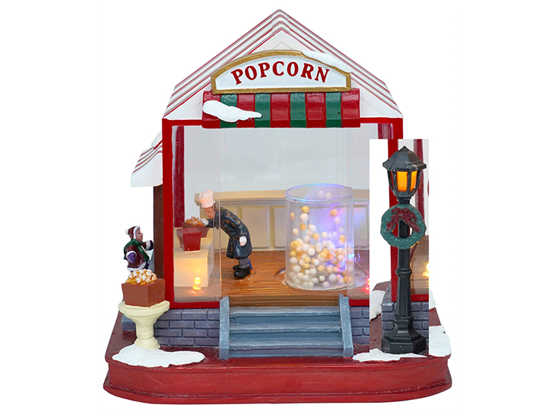 Christmas Popcorn Shop Scene With LED Lights