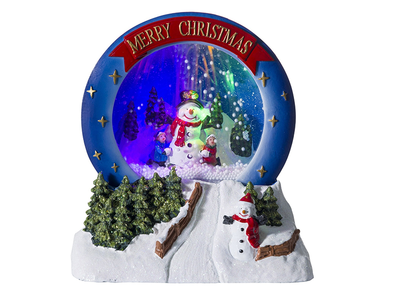 Christmas Snowman Scene With LED Lights And Snow Blowing Function