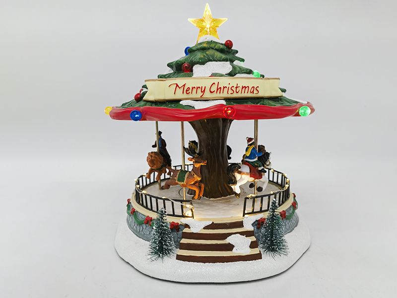 Christmas Carousel With Rotating Function&LED Lights