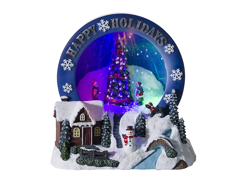 Christmas Children Snowman Scene With LED Lights And Snow Blowing Function