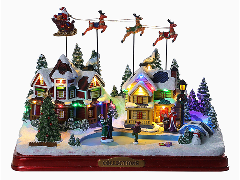 Christmas Village Scene With LED Lights And B/O Function