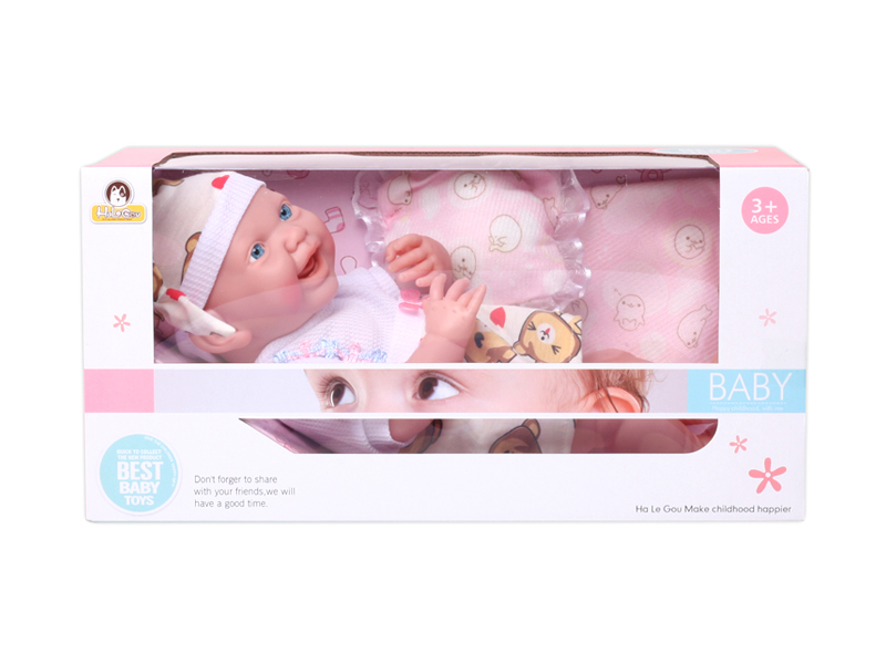 15 Inch Enamel Laughing Doll With Expression+Quilt Pillow