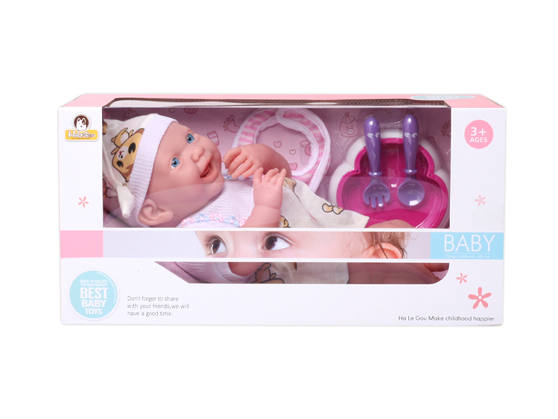 15 Inch Enamel Laughing Doll With Expression+Tableware Washcloth