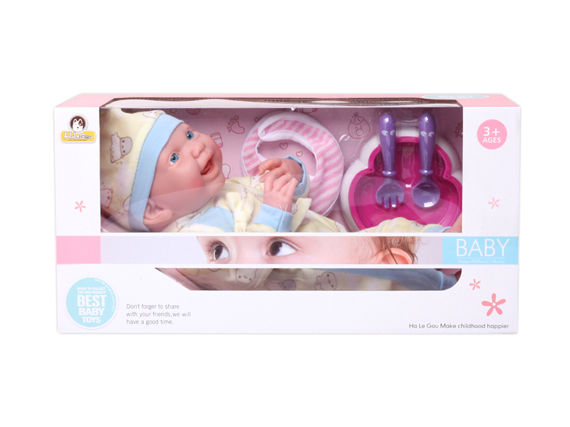 15 Inch Enamel Laughing Doll With Expression+Tableware Washcloth