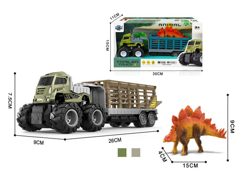 4Wd Friction Alloy Trailer With Stegosaurus