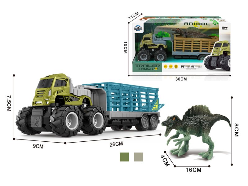 4Wd Friction Alloy Trailer With Spinosaurus