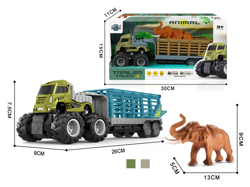 4Wd Friction Alloy Trailer With Elephant