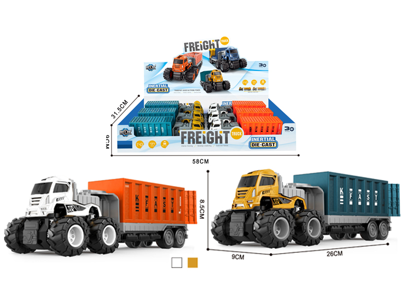 6Pcs 4Wd Friction Alloy Container Truck