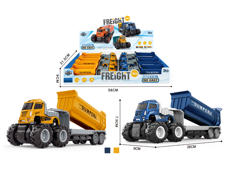 6Pcs 4Wd Friction Alloy Transport Trailer