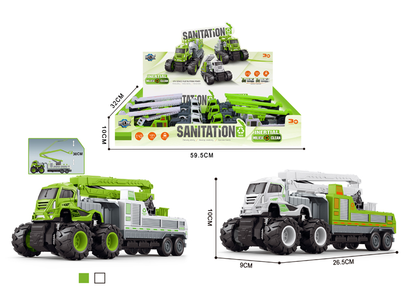 6Pcs 4Wd Friction Alloy Elevatable Sanitation Trailer