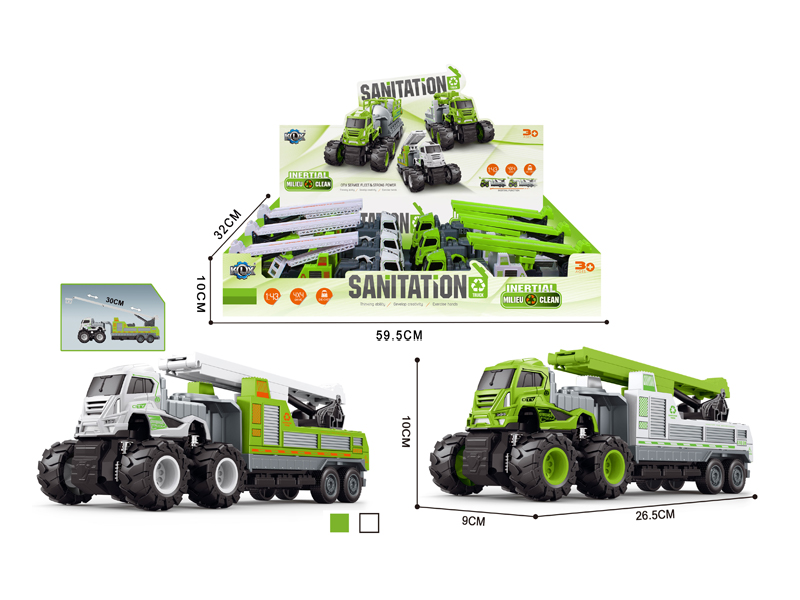 6Pcs 4Wd Friction Alloy Climbing Sanitation Trailer