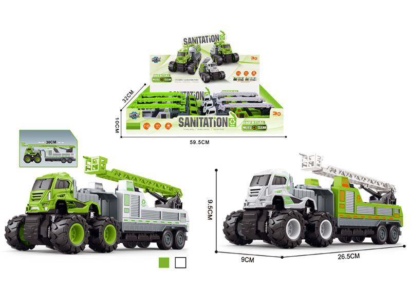 6Pcs 4Wd Friction Alloy Ladder Sanitation Trailer