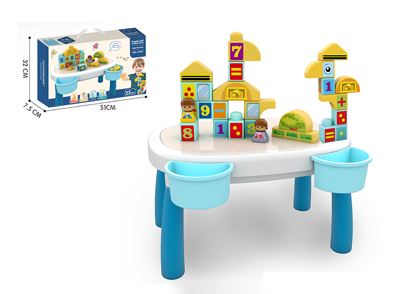 Soft Plastic Building Blocks Learning Table(23PCS)